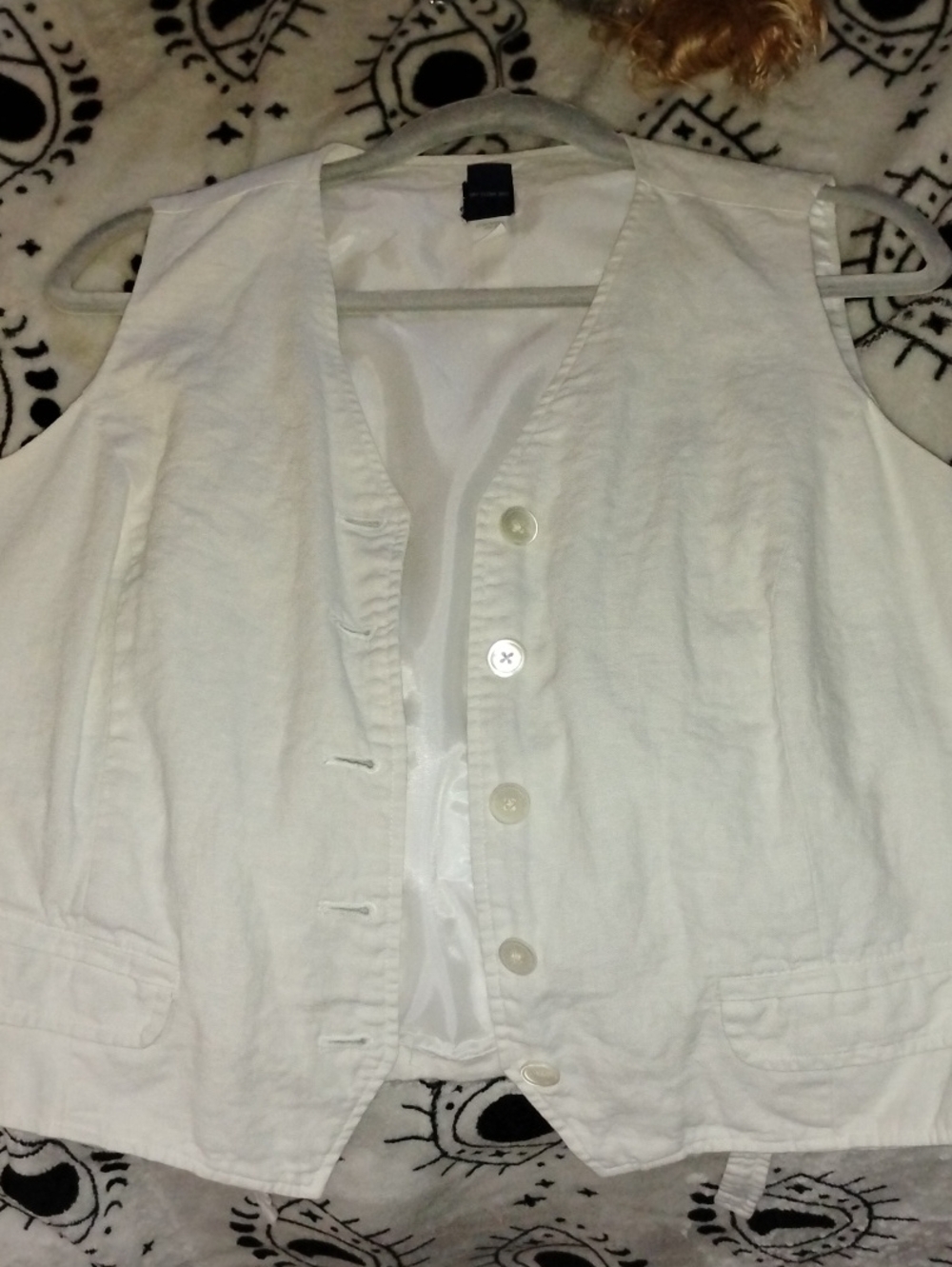 Vintage Gap White Linen Waistcoat Vest Size Extra Large